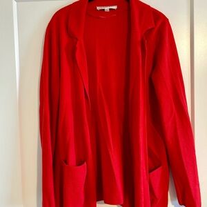 LOFT Vibrant Red Open-Front Cardigan